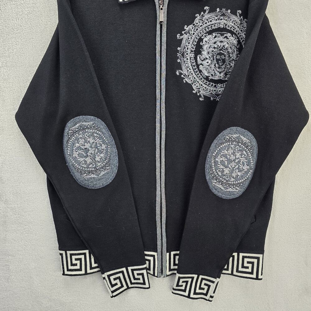Vintage Royal Prestige Full Zip Jacket Large Black Embroidered Medusa Greek Key - Picture 4 of 16